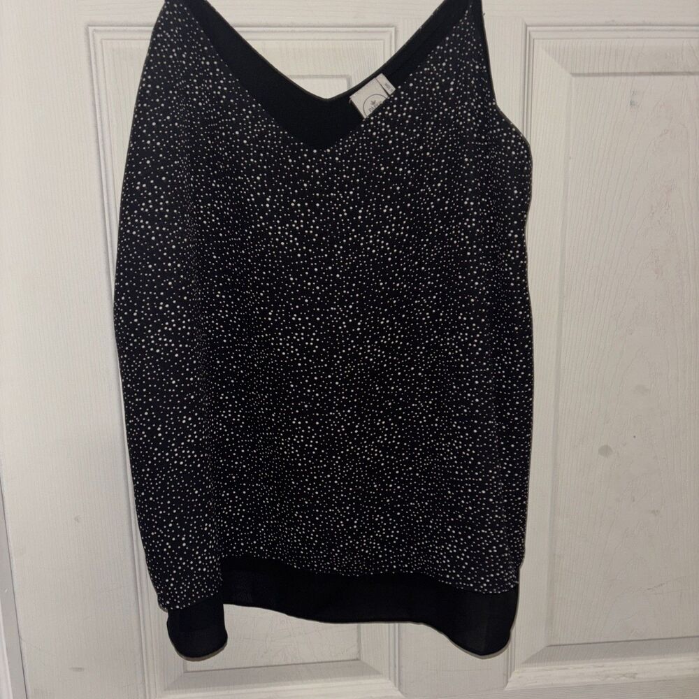 Paper Crane Black & White Polka Dots  Double Layer Look Tank Top Women's Medium